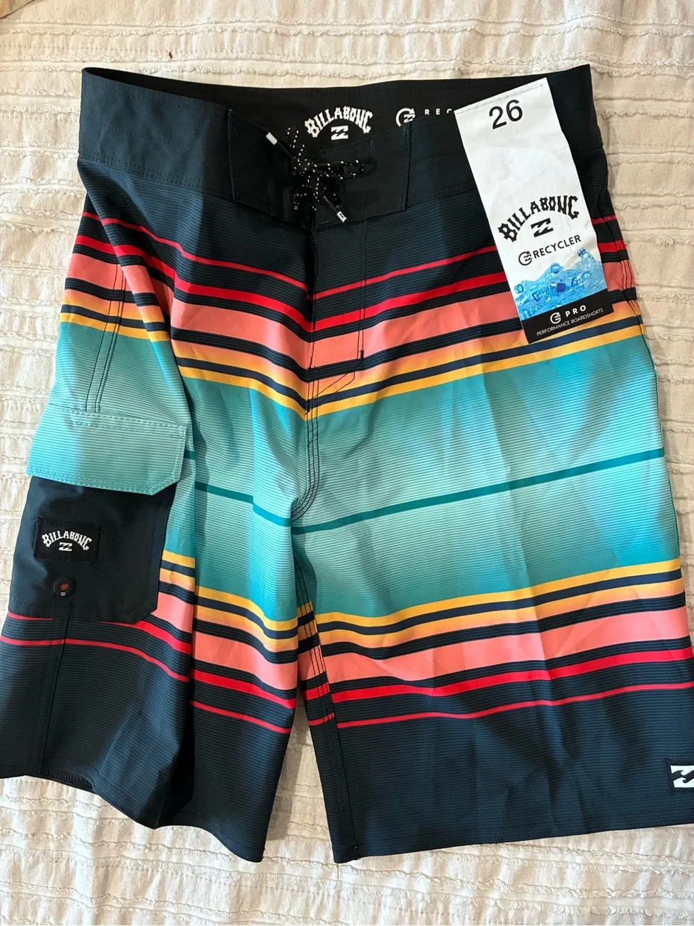 NWT Billabong Men’s Black Multi Stripe Bathing Suit - 26